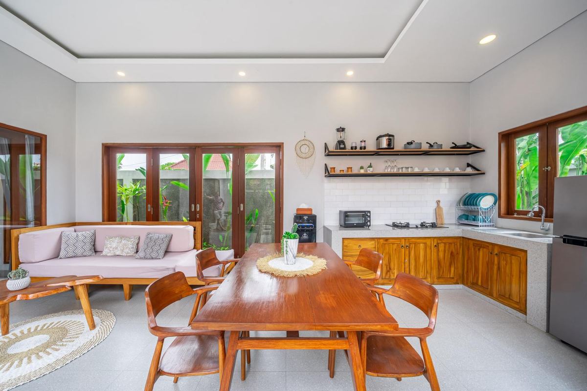 Dining table and workspace at Kokam Villa Alibag
